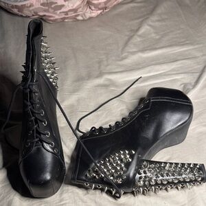 Black Studded Platform Ankle Boots